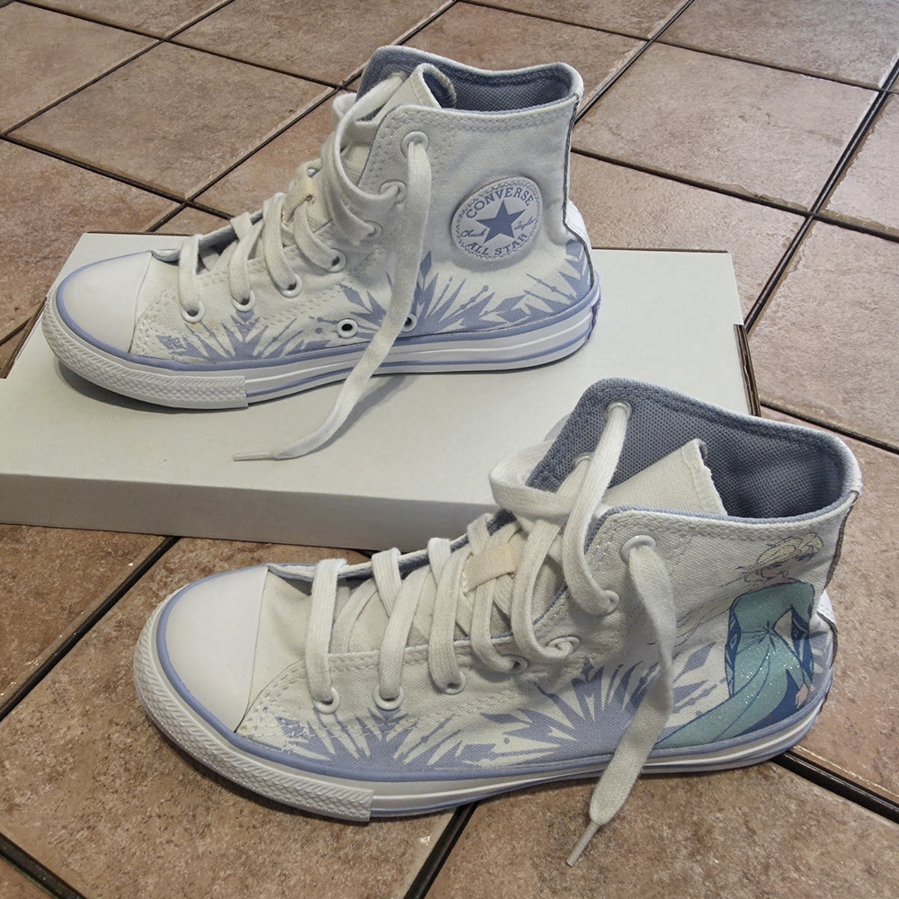 Converse White and Blue High-Top Sneakers